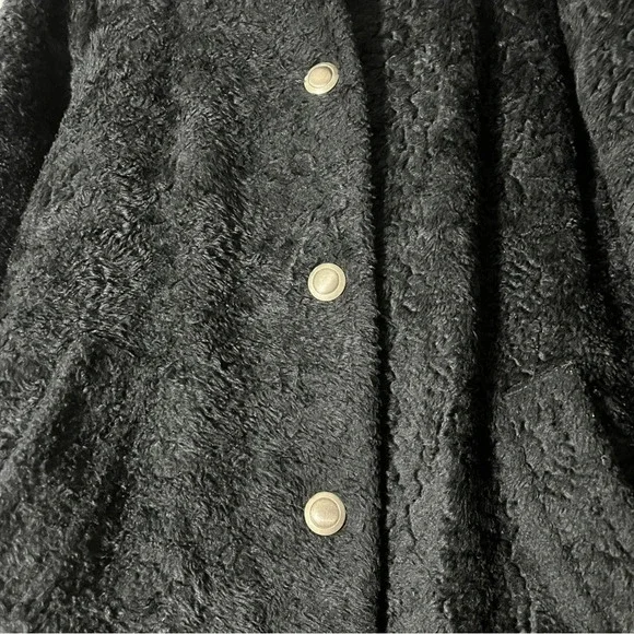 Vintage 1960's Fingerhut Fashion Jackie O Black Coat Black w/ Metal Buttons - Picture 6 of 14